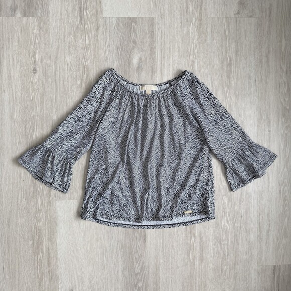 Michael Kors Tops - Michael Kors Top Pebble Print Flounce Sleeve Black & White Size S EUC